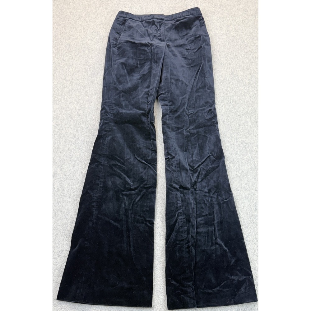 Theory Womens Velvet Trousers Pants Black Flat Front Flare Leg Comfort Pocket 00